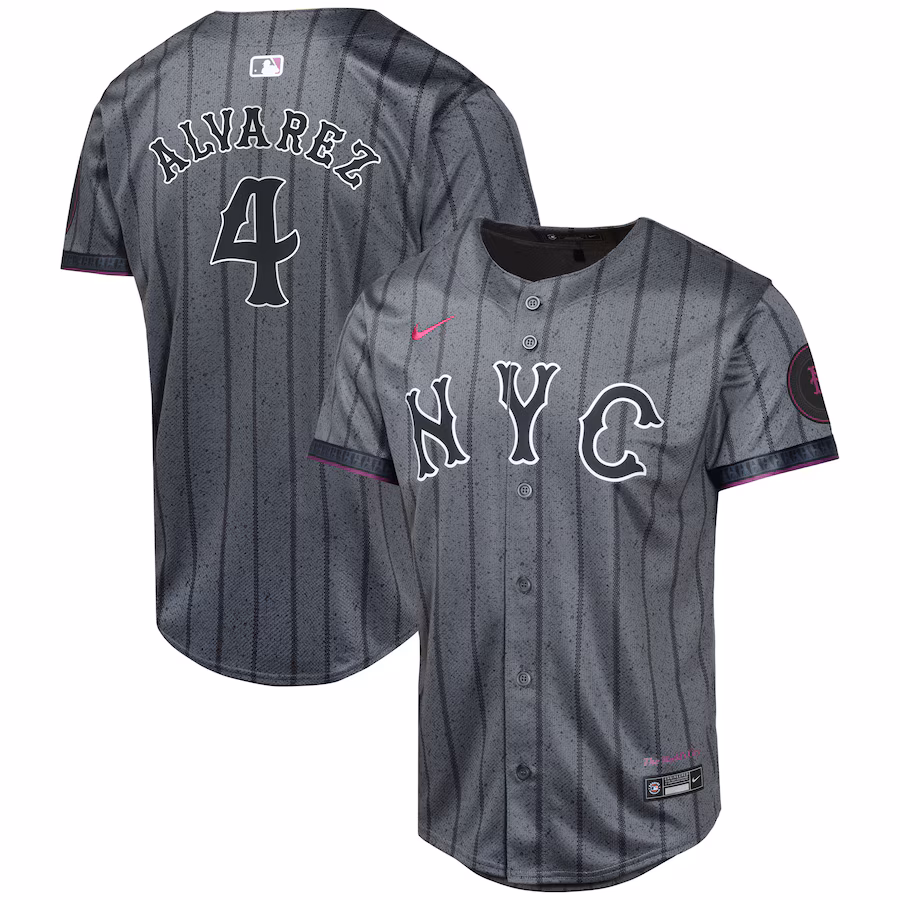 Youth New York Mets Francisco Alvarez Nike Graphite 2024 City Connect Limited Player Jersey - Jersey