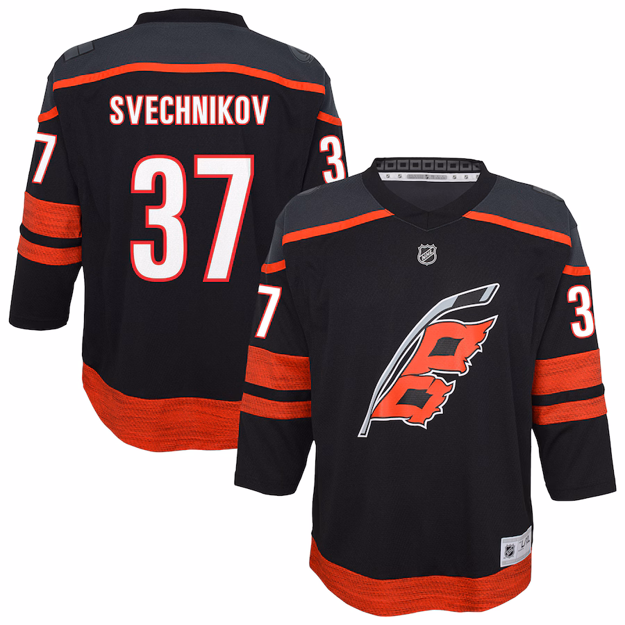 Youth Carolina Hurricanes Andrei Svechnikov Outerstuff Black Alternate Replica Player Jersey - Jersey