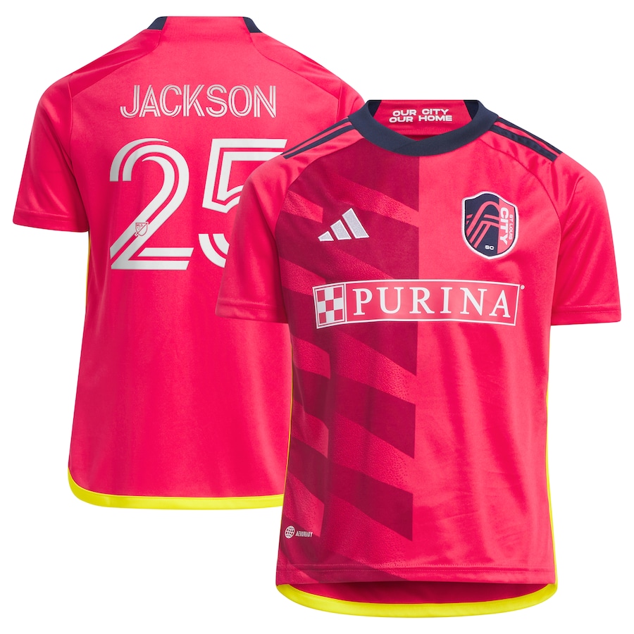 Youth St. Louis City SC Aziel Jackson adidas Red 2024 The Spirit Kit Replica Player Jersey - Jersey