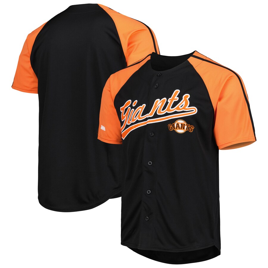 Men's San Francisco Giants Stitches Black Button-Down Raglan Fashion Jersey - Jersey
