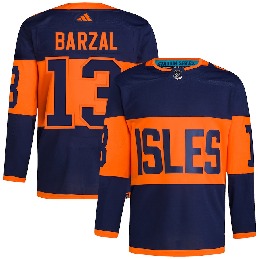 Men's New York Islanders Mathew Barzal adidas Navy 2024 NHL Stadium Series Primegreen Authentic Player Jersey - Jersey