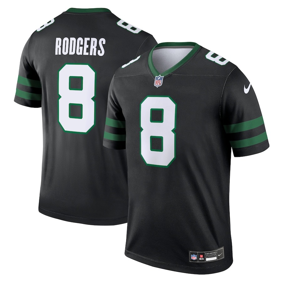 Men's New York Jets Aaron Rodgers Nike Legacy Black Alternate Legend Jersey - Jersey