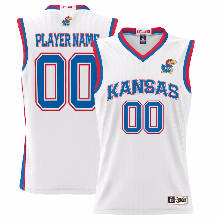 Kansas Jayhawks GameDay Greats  Lightweight NIL Pick-A-Player Basketball Jersey - White - Jersey
