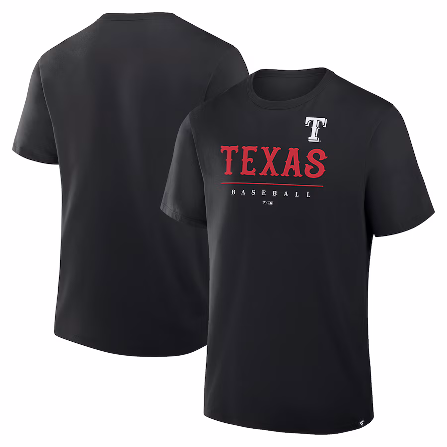 Men's Texas Rangers Fanatics Black Color Pop Legacy Clubhouse T-Shirt - Jersey