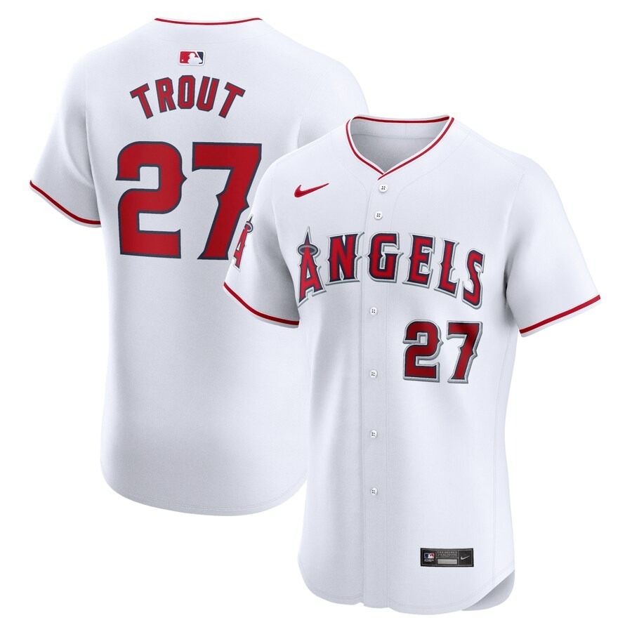 Men's Los Angeles Angels Mike Trout Nike White Home Elite Player Jersey - Jersey