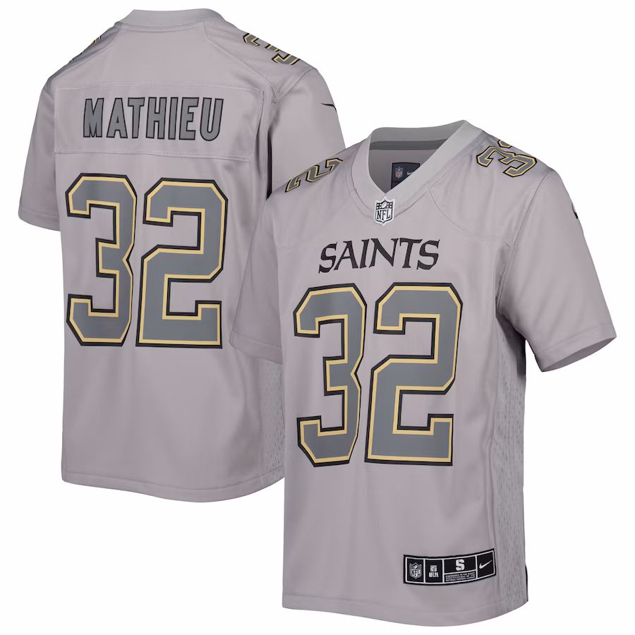 Youth New Orleans Saints Tyrann Mathieu Nike Gray Atmosphere Game Jersey - Jersey