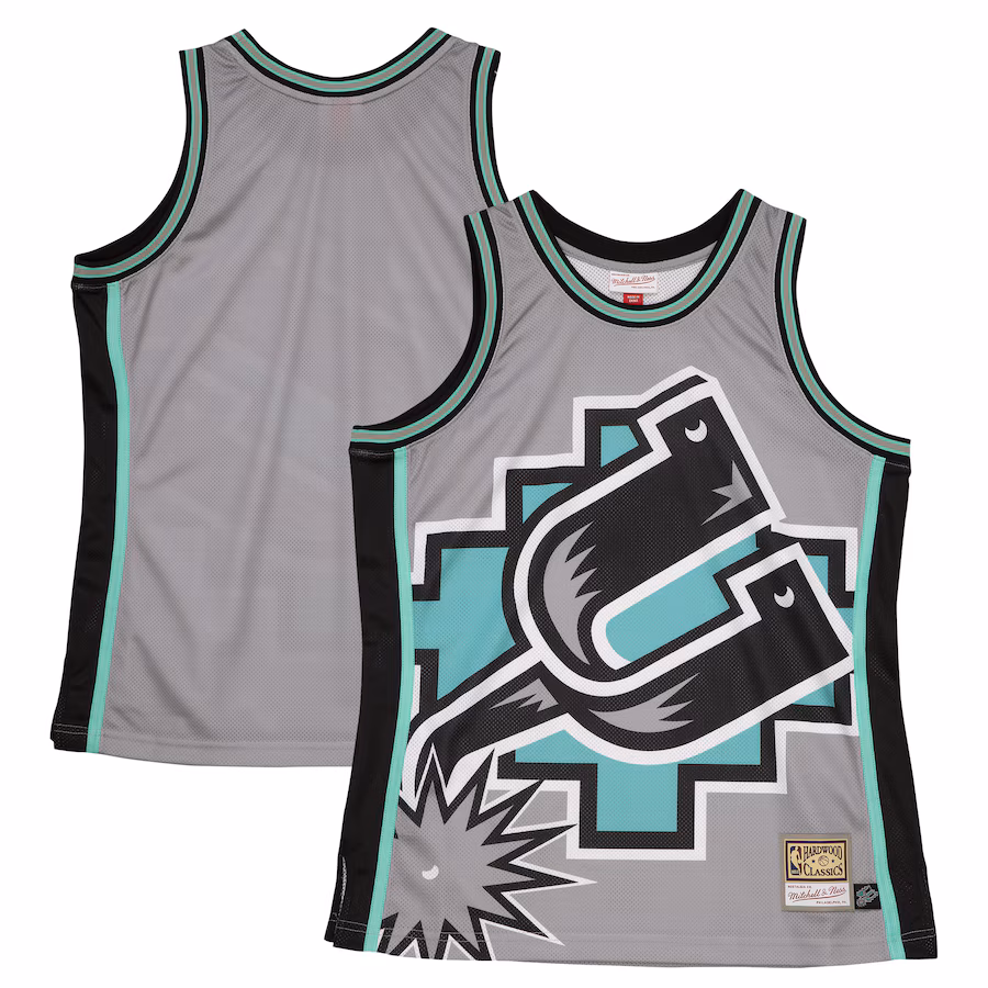 Men's San Antonio Spurs  Mitchell & Ness Gray Hardwood Classics Blown Out Fashion Jersey - Jersey
