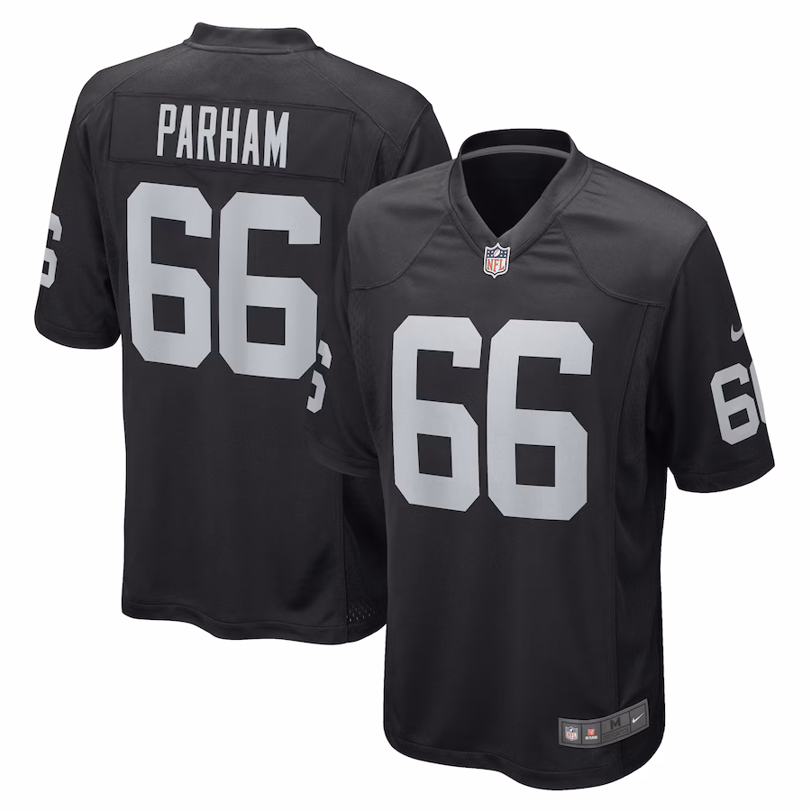 Men's Las Vegas Raiders Dylan Parham Nike Black Game Player Jersey - Jersey