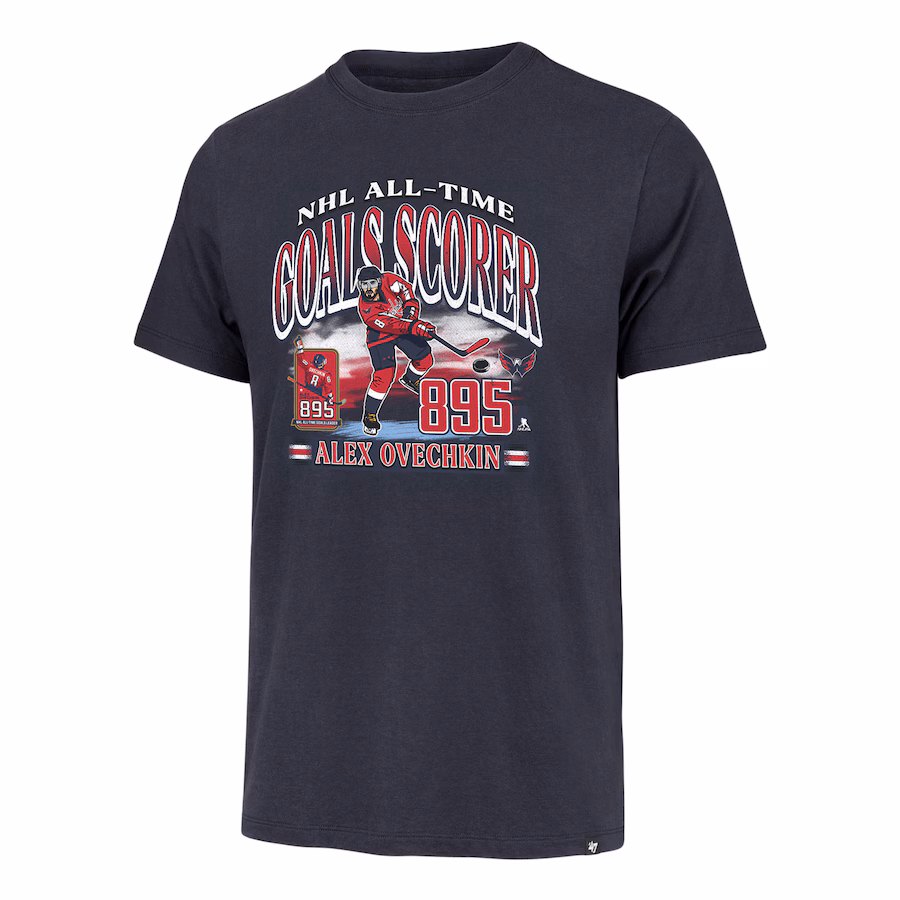 Men's Washington Capitals Alexander Ovechkin '47 Blue NHL All-Time Leading Goal Scorer Franklin T-Shirt - Jersey