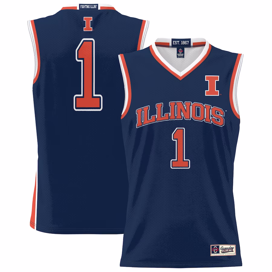 #1 Illinois Fighting Illini GameDay Greats Unisex Lightweight Basketball Jersey - Navy - Jersey
