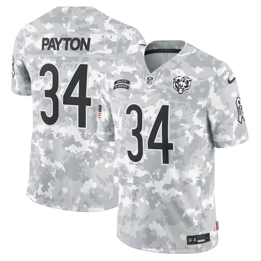 Men's Chicago Bears Walter Payton Nike Arctic Camo 2024 Salute to Service Retired Player Limited Jersey - Jersey