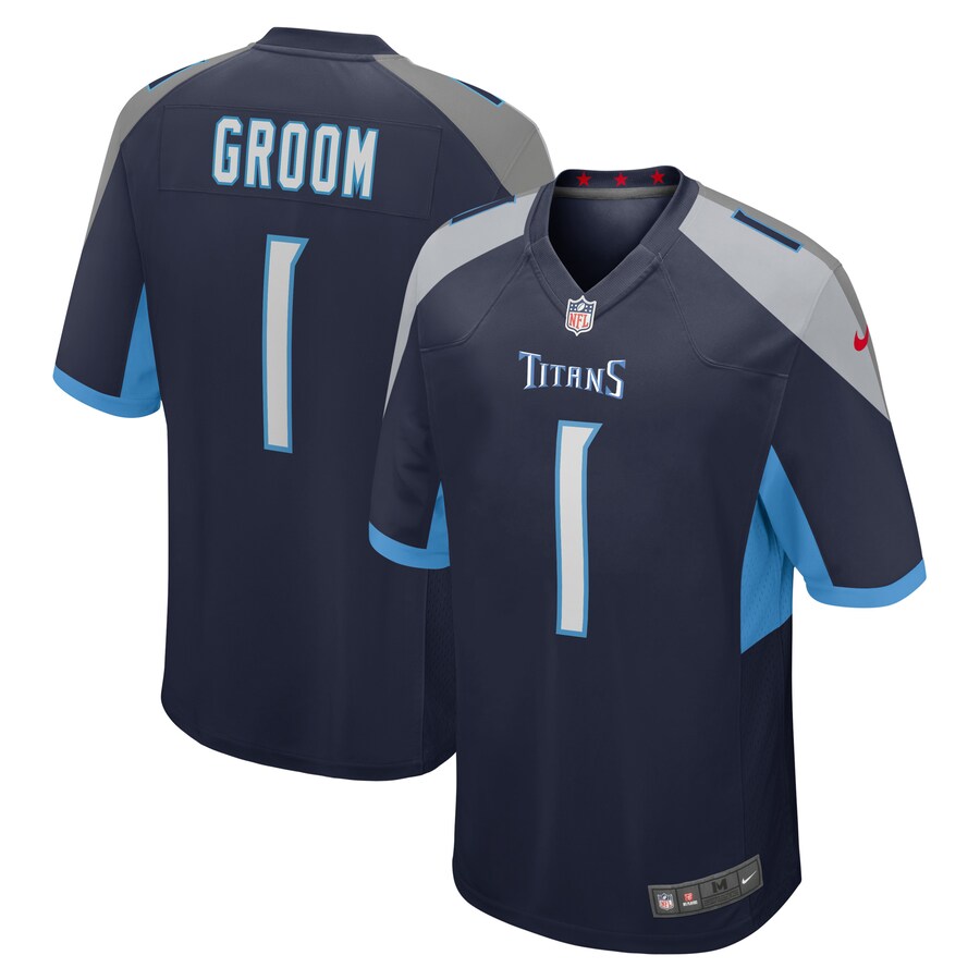 Men's Tennessee Titans Number 1 Groom Nike Navy Game Jersey - Jersey