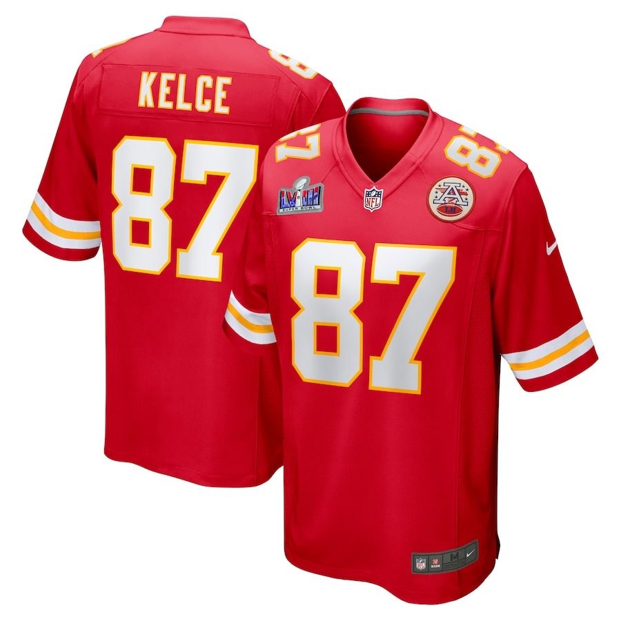 Men's Kansas City Chiefs Travis Kelce Nike Red Super Bowl LVIII Game Jersey - Jersey