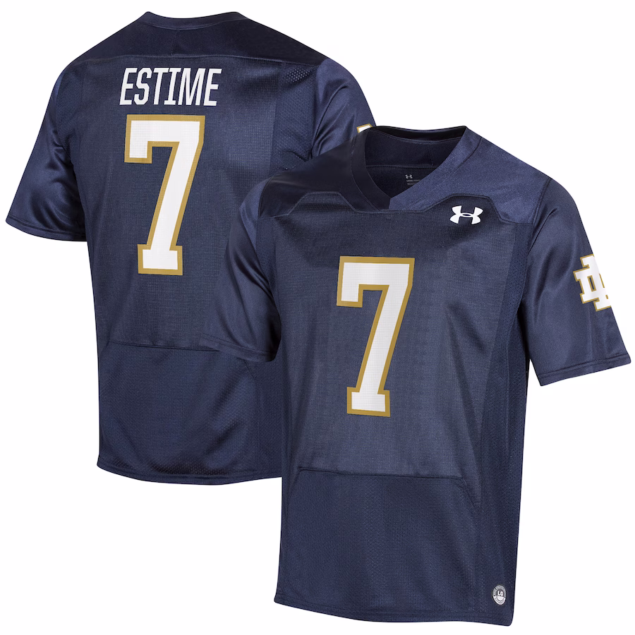 Audric Estime Notre Dame Fighting Irish Under Armour Replica Jersey - Navy - Jersey