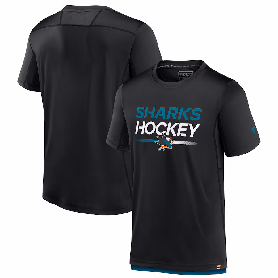Men's San Jose Sharks Fanatics Black Authentic Pro Tech T-Shirt - Jersey