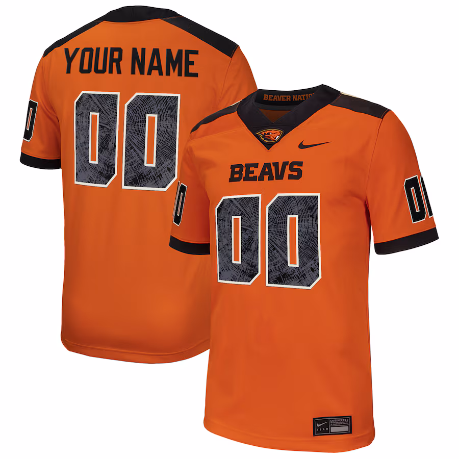 Oregon State Beavers Nike Custom Football Game Jersey - Orange - Jersey