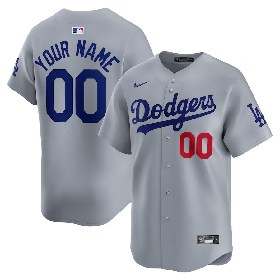 Men's Los Angeles Dodgers  Nike Gray  Road Limited Custom Jersey - Jersey