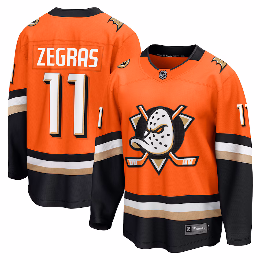Men's Anaheim Ducks Trevor Zegras Fanatics Orange Home Premier Breakaway Player Jersey - Jersey