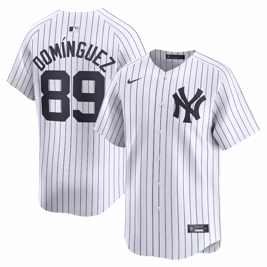 Men's New York Yankees Jasson Dominguez Nike White Home Limited Player Jersey - Jersey