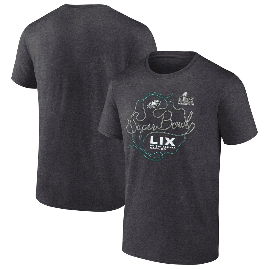 Men's Philadelphia Eagles  Fanatics Heather Charcoal Super Bowl LIX Local T-Shirt - Jersey