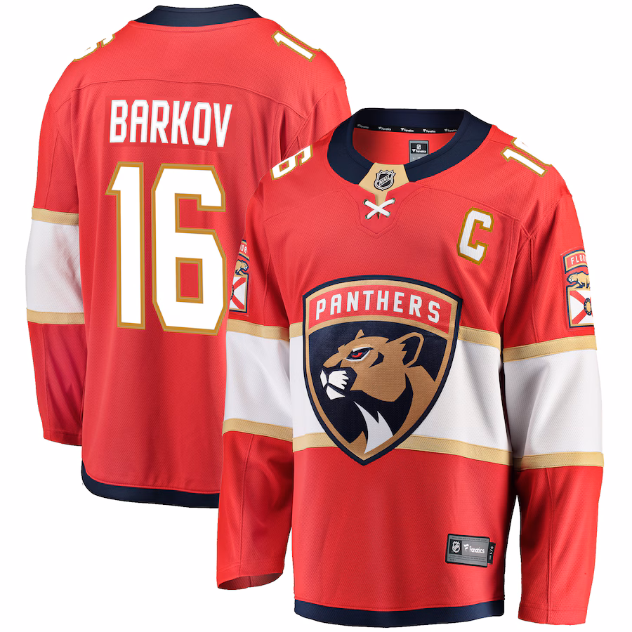 Men's Florida Panthers Aleksander Barkov Fanatics Red Captain Patch Home Breakaway Jersey - Jersey