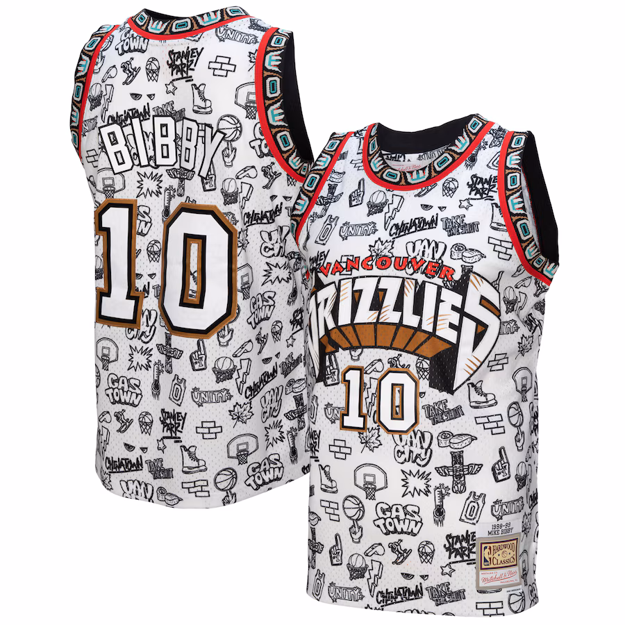 Men's Vancouver Grizzlies Mike Bibby Mitchell & Ness White 1998/99 Swingman Jersey - Jersey