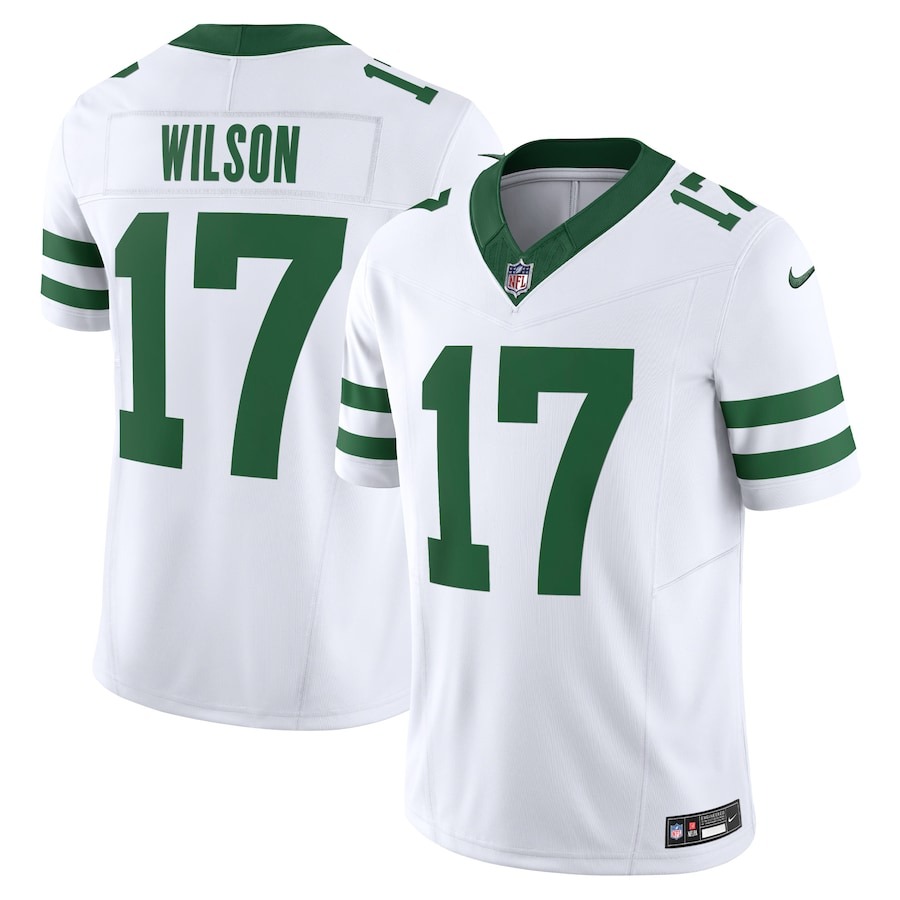 Men's New York Jets Garrett Wilson Nike Legacy White Vapor F.U.S.E. Limited Jersey - Jersey