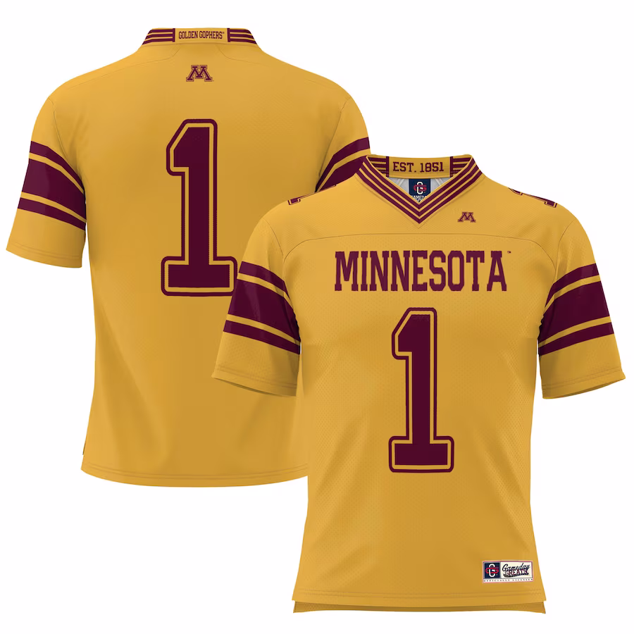 #1 Minnesota Golden Gophers GameDay Greats Youth Football Jersey – Gold - Jersey