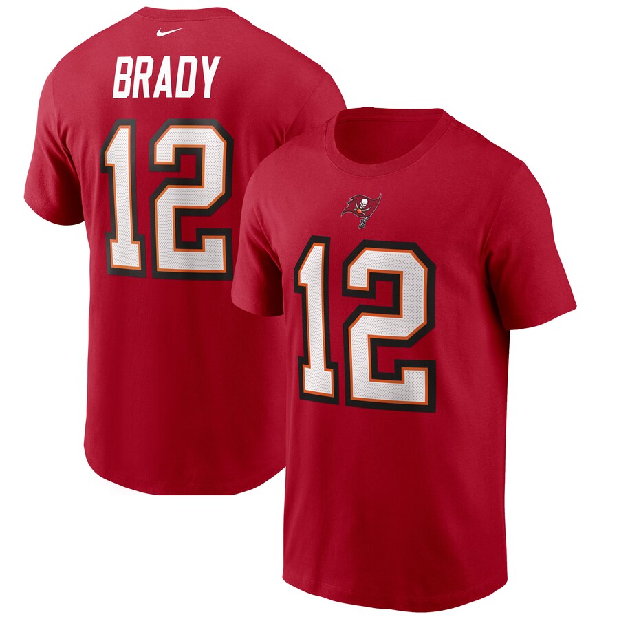 Men's Tampa Bay Buccaneers Tom Brady Nike Red Name & Number T-Shirt - Jersey