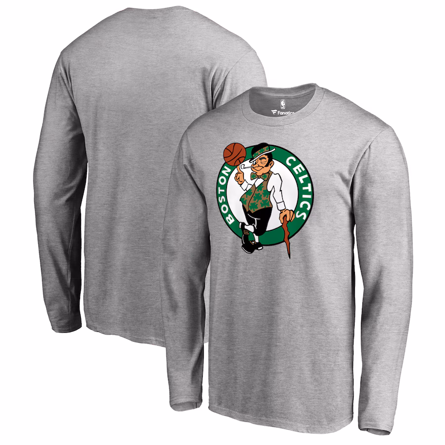 Men's Boston Celtics Heather Gray Primary Logo Long Sleeve T-Shirt - Jersey