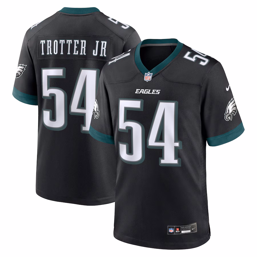 Men's Philadelphia Eagles Jeremiah Trotter Jr. Nike Black Alternate Game Jersey - Jersey