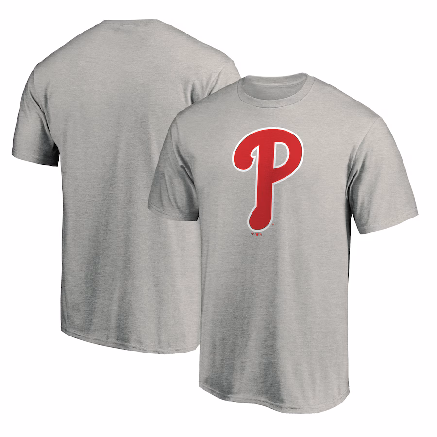 Men's Philadelphia Phillies Heathered Gray Official Team Logo T-Shirt - Jersey