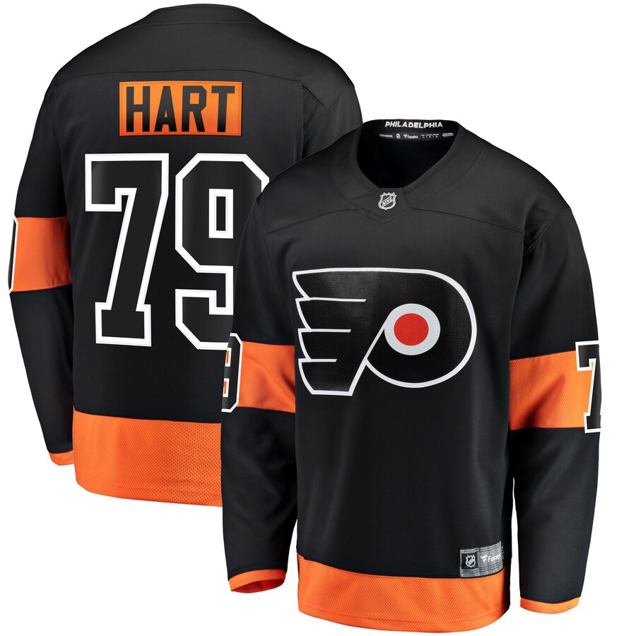 Men's Philadelphia Flyers Carter Hart Fanatics Branded Black Alternate Premier Breakaway Player Jersey - Jersey
