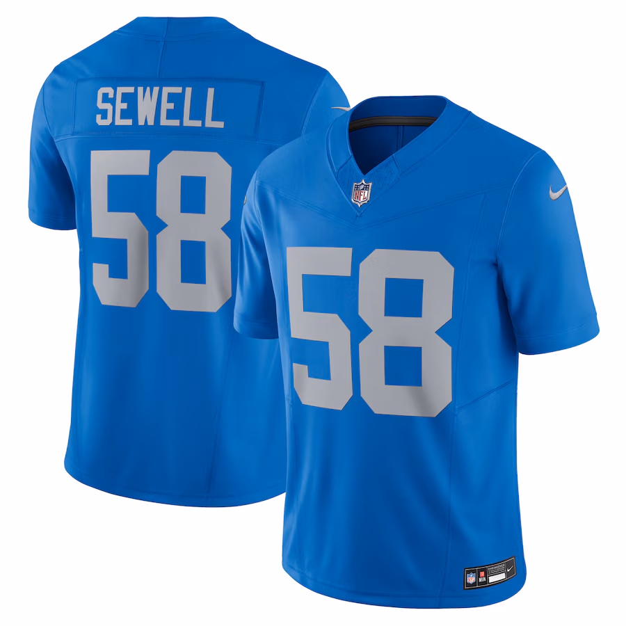 Men's Detroit Lions Penei Sewell Nike Blue Vapor F.U.S.E. Alternate Limited Jersey - Jersey