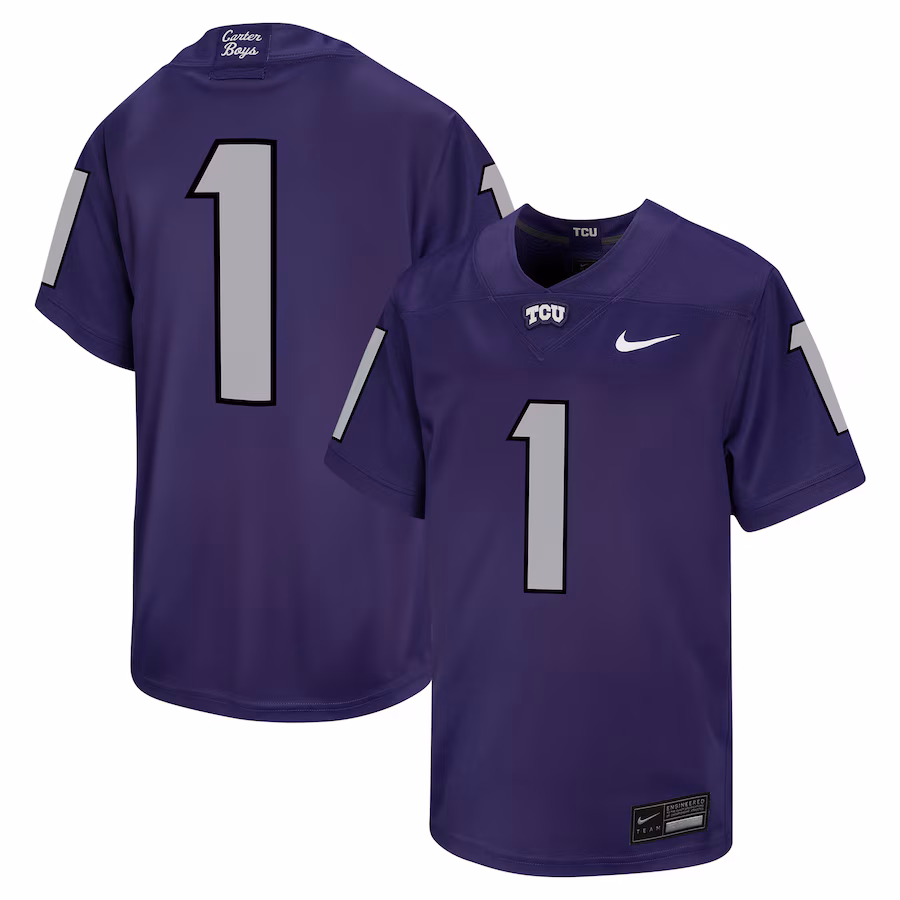 Youth Nike #1 Purple TCU Horned Frogs Untouchable Football Jersey - Jersey