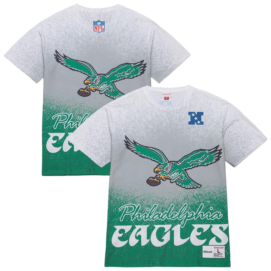 Men's Philadelphia Eagles  Mitchell & Ness White Team Burst Vintage Logo T-Shirt - Jersey
