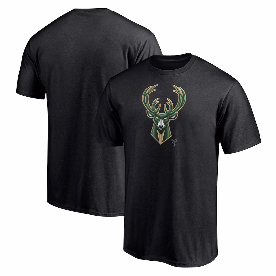 Men's Milwaukee Bucks  Black Midnight Mascot T-Shirt - Jersey