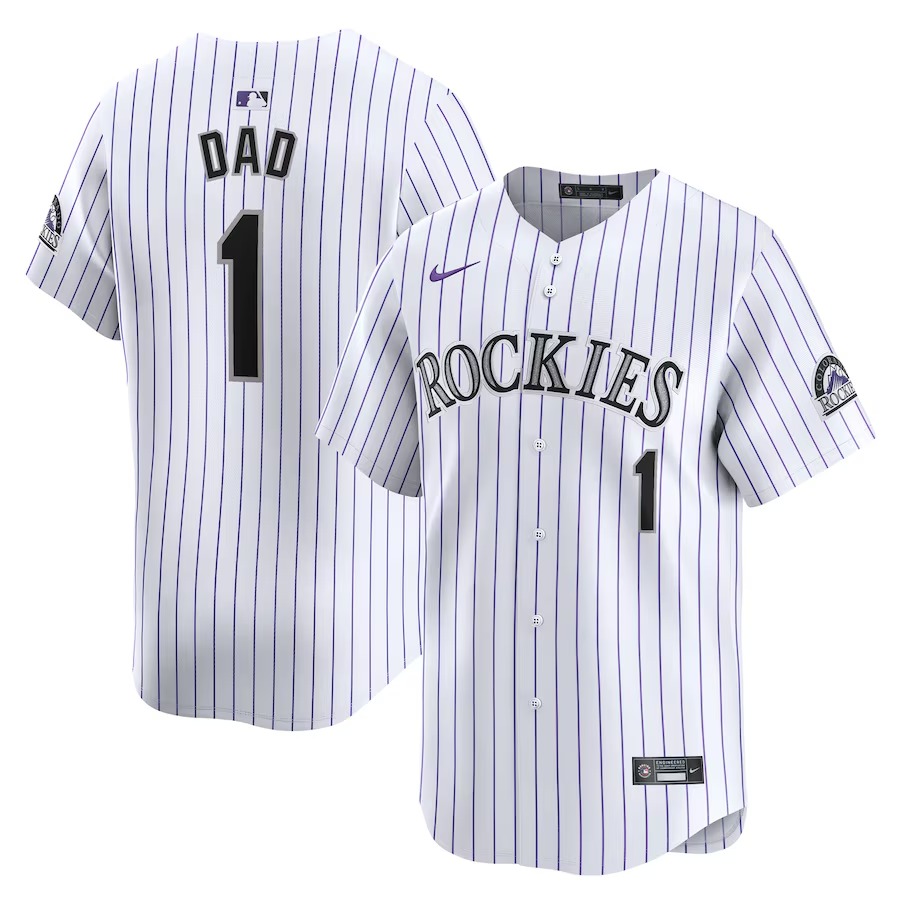 Men's Colorado Rockies Nike White #1 Dad Home Limited Jersey - Jersey