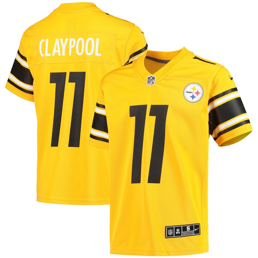 Youth Pittsburgh Steelers Chase Claypool Nike Gold Inverted Team Game Jersey - Jersey