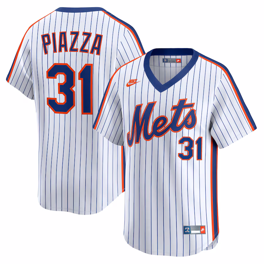 Men's New York Mets Mike Piazza Nike White Throwback Cooperstown Collection Limited Jersey - Jersey