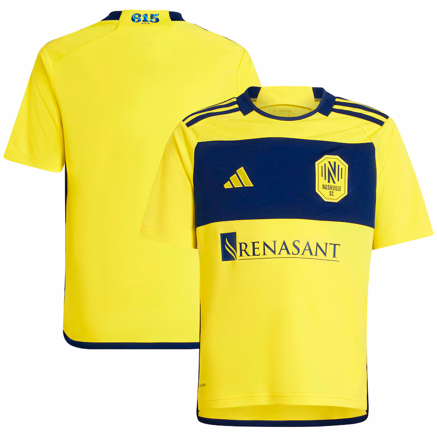 Youth Nashville SC  adidas Yellow 2024 The 615 Kit Replica Jersey - Jersey
