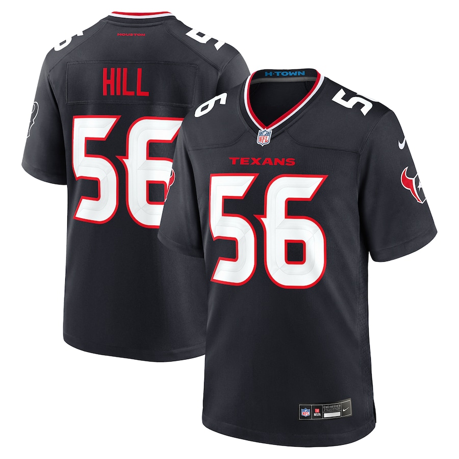 Men's Houston Texans Jamal Hill Nike Navy Team Game Jersey - Jersey