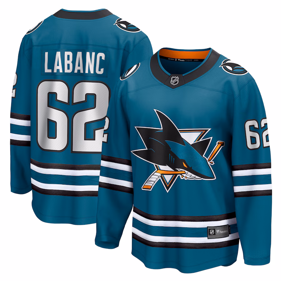 Men's San Jose Sharks Kevin Labanc Fanatics Teal Home Breakaway Player Jersey - Jersey