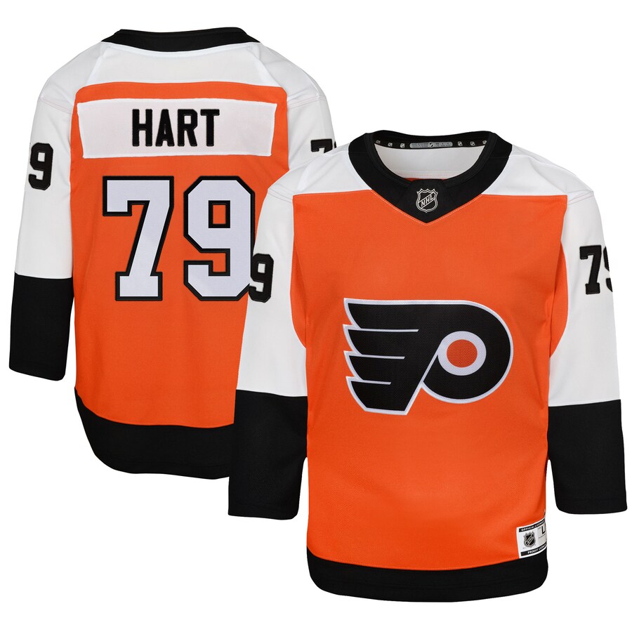 Youth Philadelphia Flyers Carter Hart Burnt Orange Home Premier Player Jersey - Jersey