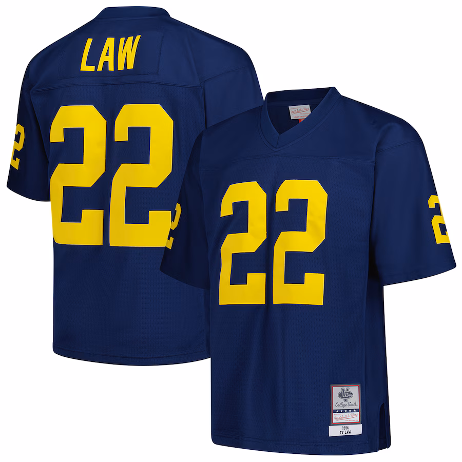 Men's Mitchell & Ness Ty Law Navy Michigan Wolverines 1994 Legacy Jersey - Jersey