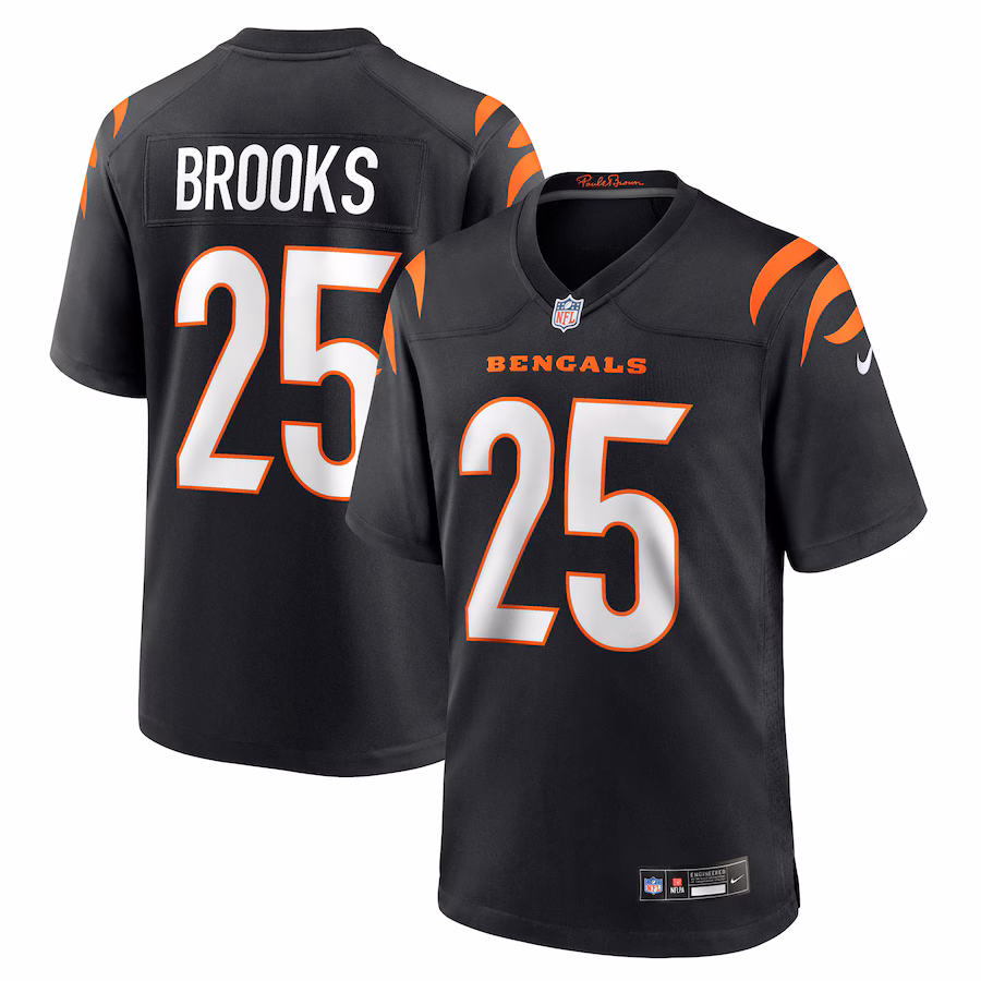 Men's Cincinnati Bengals Tahj Brooks Nike Black Team Game Jersey - Jersey