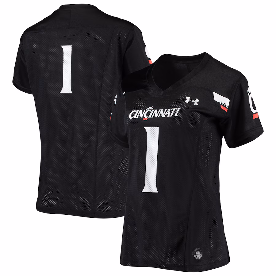 Women's Under Armour #1 Black Cincinnati Bearcats Replica Football Jersey - Jersey