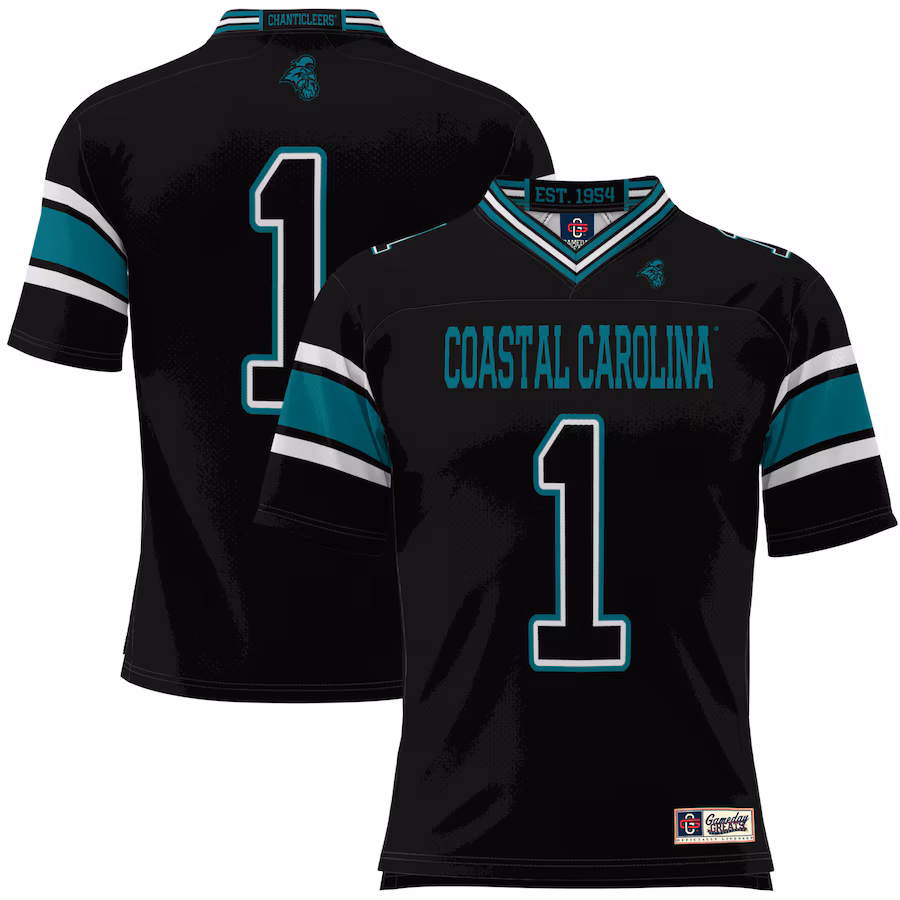 #1 Coastal Carolina Chanticleers GameDay Greats Football Jersey - Black - Jersey
