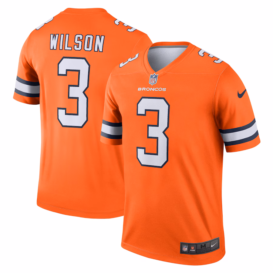 Men's Denver Broncos Russell Wilson Nike Orange Alternate Legend Player Performance Top - Jersey