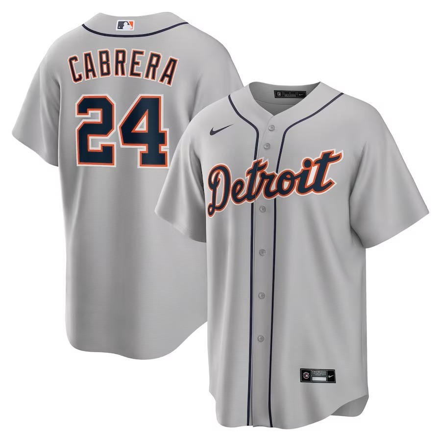 Men's Detroit Tigers Miguel Cabrera Nike Gray Road Replica Player Name Jersey - Jersey